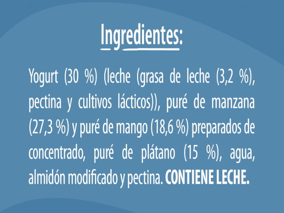 Gerber® Pouch frutas mixtas y yogurt ingredientes
